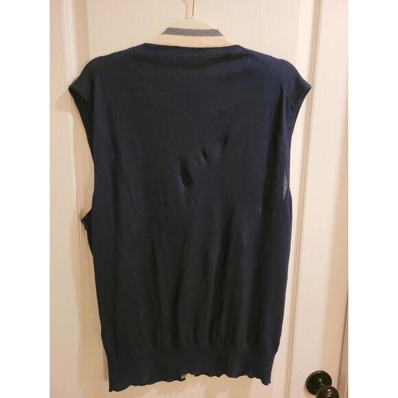Ermenegildo Zegna Dark Navy With Detail Button Down Sleeveless Sweater - Picture 3 of 5